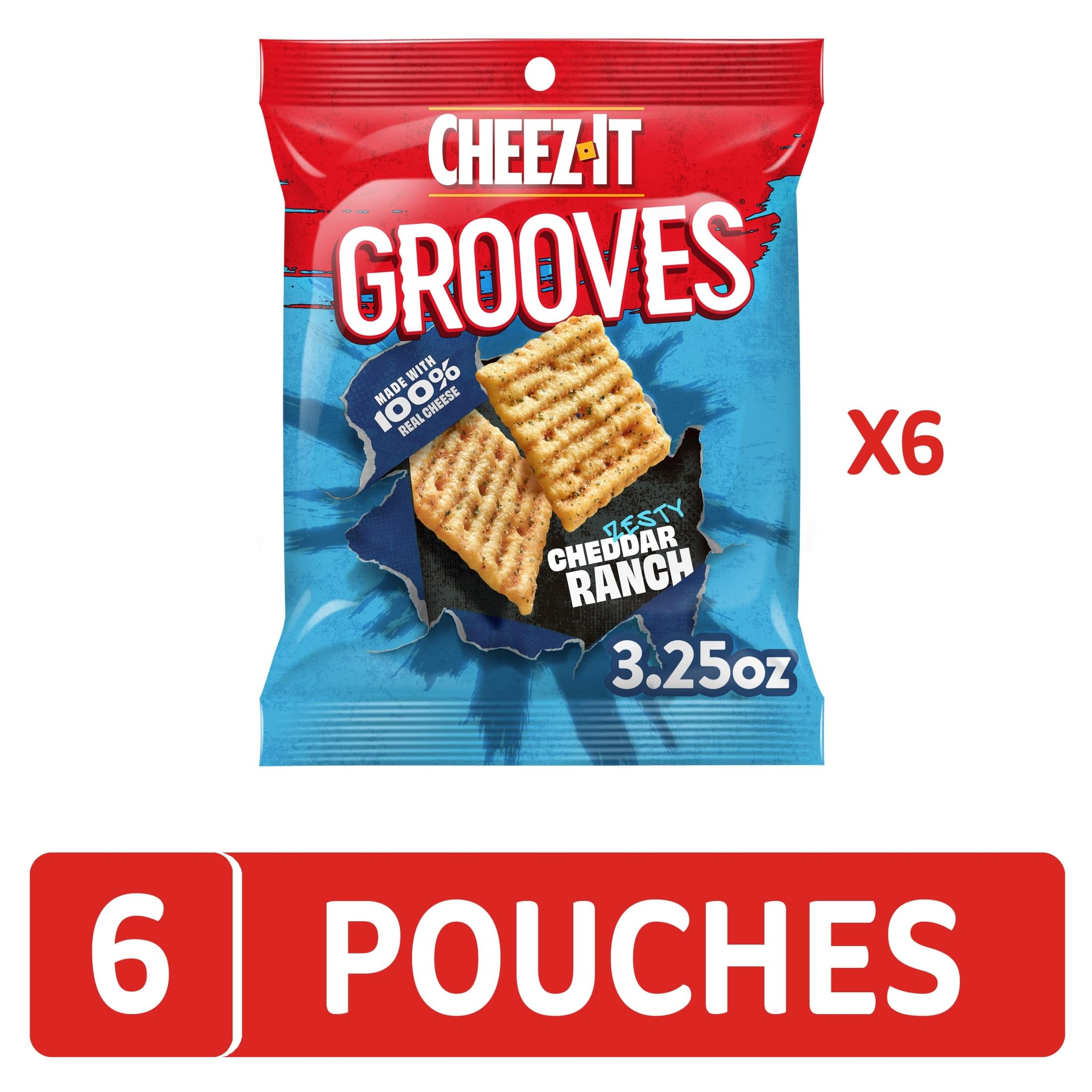 Crunchy Cheddar Ranch Cheez-It Grooves Crunchy Cheese Crackers, Snack Crackers, Lunch Snacks ...