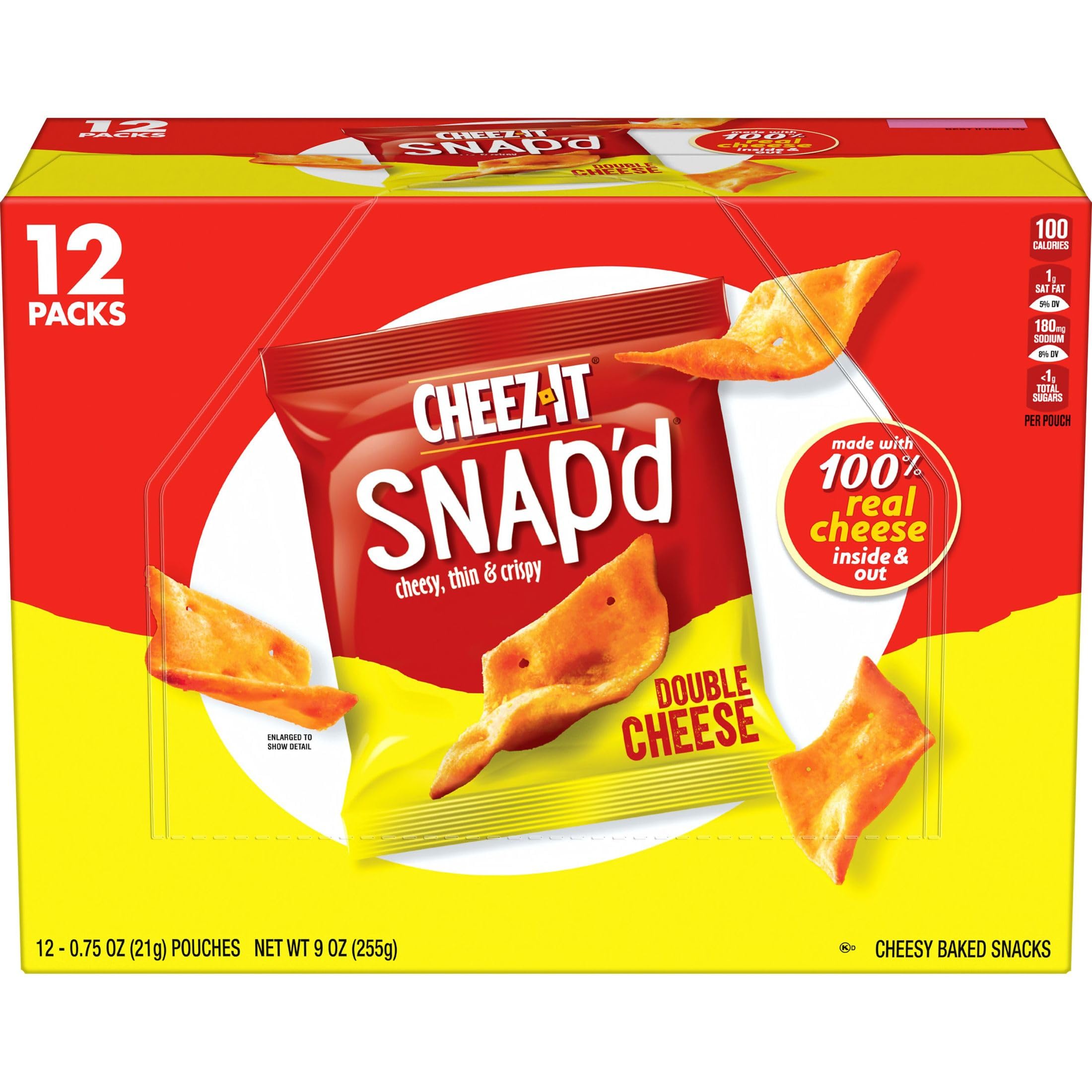 Cheez-It Snap'd Cheese Cracker Chips, Thin Crisps, Lunch Snacks, Double ...